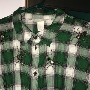 H & M plaid Bottom down cow girl shirt